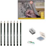 Lyra Eskiz Başlangıç Seti 2 + Dereceli Kalem + A5 Defter + Dağıtıcı Set + Silgi + Açacak + Hamur Silgi - Karışık-Çok Renkli - standart