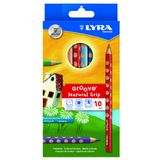 Lyra Groove Üçgen Oyuklu 10 Renk Kuru Boya Kalemi