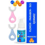 Lyra Professional Multivitaminli Çilek Aromalı Çocuk Diş Macunu 50 ml Ve U Şeklinde Diş Fırçası Pembe Mavi