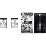 Lyra Rembrandt Profesyonel Çizim Kalemi Seti 12`li Metal Kutu 2 Adet Mona Lisa Eskiz Defter A4 120 gr 50 Y