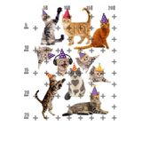 Lyroni Yenilebilir Şeker Kağıt Kediler Happy Birthday Cats Temalı Pasta Süsleme