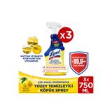 Lysol Çok Amaçlı Dezenfektan Yüzey Temizleyici Köpük Sprey 750 ml x 3