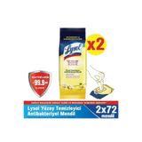 Lysol Yüzey Temizleyici Antibakteriyel Mendil 144 Yaprak (2 x 72)