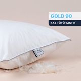 Lyssa Home Gold 90 Kaz Tüyü Yastık 50x70 cm – %90 Gıdık Tüyü, Yumuşak Konfor, Pamuk Down-Proof - 50 x 70 cm - Beyaz