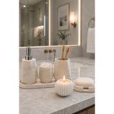 Lyzovi 6 Parça Mermer Desenli Lüks Banyo Seti | Sabunluk, Diş Fırçalık, Mumluk, Dekoratif Tepsi