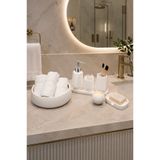 Lyzovi 7 Parça Mermer Desenli Lüks Banyo Seti | Sıvı Sabunluk, Fırçalık, Havluluk, Tepsi, Mumluk
