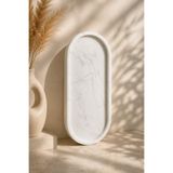 Lyzovi Mermer Desenli Lüks Oval Dekoratif Tepsi | 24.9 x 12.1 cm Lüks Masaüstü Aksesuar