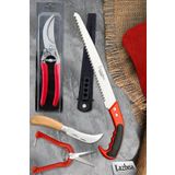LZ-K12 Budama Makası Budama Testeresi Dal Budama ve Aşı Çakısı Bıçağı 4 Lü Set