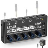 LZSIG Kulaklık Amplifikatörü 4 Kanallı Metal Stereo Ses Amplifikatörü, Güç Adaptörlü Mini Kulaklık Dağıtıcı, 1/4 inç ve 1/8 inç TRS Kulaklık Çıkışı ve Ses Mikseri için TRS Ses Girişi, DC 12V-LHA1