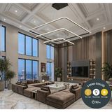 Lzy Avize Store 3’lü Kare Modern Siyah Sarkıt Avize Beyaz Işıklı – Salon & Yemek Masası Sarkıt Aydınlatma