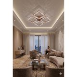 Lzy Avize Store Kristal Kare 4'lü Gold LED Avize, Salon, Mutfak ve Yemek Odası için Modern Tavan Aydınlatması