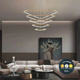 Lzy Avize Store Lüks Eskitme Üçgen Sarkıt LED Avize - Kumandalı & Dim Edilebilir (120CM)