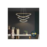 Lzy Avize Store Lüks Paslanmaz Çelik Sarkıt Eskitme Üçgen LED Avize 3 Renkli - Kumandalı & Dim Edilebilir (80cm)