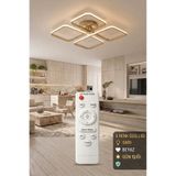 Lzy Avize Store March Dekoratif Plafonyer Kumandalı LED Avize Eskitme-4'lü Geometrik Kare 3 Renk Yanma Özellikli