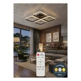 Lzy Avize Store March Kumandalı Dekoratif Siyah Plafonyer LED Avize-4'lü Geometrik Kare 3 Renk Yanma Özellikli