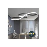 Lzy Avize Store Modern Sanatsal Kıvrımlı LED Sarkıt Avize - 80cm Yatay Tasarım & Kumandalı 3 Renkli (Siyah)