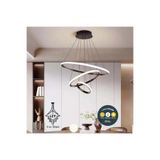 Lzy Avize Store Olympus Siyah 3 Halkalı Sarkıt LED Avize Kumandalı 3 Renkli | Salon ve Oturma Odası İçin
