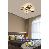 Lzy Avize Store PAPATYA 4'LÜ SİYAH RENK PLAFONYER, ÜÇ RENK IŞIKLI MODERN, LEDLİ, SALON, HOL, MUTFAK AVİZE