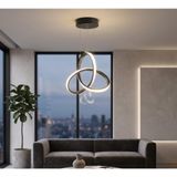 Lzy Avize Store Radya Plafonyer, Siyah, LED, Üç Halkalı Sarkıt Avize, Salon, Mutfak ve Yemek Masası için Modern Tasarım