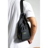 M-1031 Quatro Kumaş Su Itici Özellikli Kumaş Unisex Sırt Omuz Göğüs Çantası - Siyah
