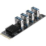 M.2 Nvme - 4 USB Pcıe Yükseltici Adaptörü, M2 M-Key - Pcıe 1x USB 3.0 Dönüştürücü Kartı W/soğutucu Madencilik ile Uyumlu (Yurt Dışından) - Siyah