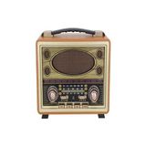 M-2027BT Gerçek Ahşap Eskitme Kaplama Radyo Fm Am Sw USB Tf Aux Destekli Bluetooth Hoparlör, Turuncu - 02Y-Yeşil - Option-1