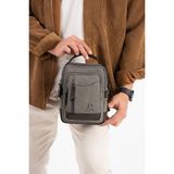 M 422 Mega Bag Erkek Portföy Omuz Çantası - 16 x 22 x 9 cm - Gri - Kahve
