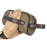 M 433 Mega Bag Kanvas El/Clutch/Makyaj/Tıraş Çantası Yeşil-Kahverengi