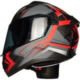 M-801-SNAKE Twılıght Güneş Vizörlü Kask (Mat Siyah-Kırmızı) - Kahverengi