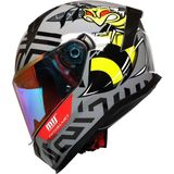 M-910 Bee Kapalı Motosiklet Kaskı (Renkli Vizör + Güneş Gözlüğü) - 2XL - Gri
