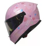 M-910 Lady Stora Güneş Vizörlü Pembe Kask (Gökkuşağı Camlı)