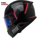 M-910 Stınger Güneş Vizörlü Siyah-Fosforlu Kırmızı Kask (Irıdıum Gold Camlı) - XL