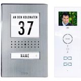 M-E Modern-Elektronik 41135 Görüntülü Kapı İnterkom Sistemi Kablolu Komple Set 1 Aile Evi Paslanmaz Çelik, Beyaz
