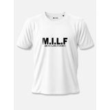 M.I.L.F (Man I Like Fishin') Esprili Balıkçı Baskılı%100 Pamuklu Unisex Beyaz Tişört Beyaz
