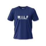 M.I.L.F (Man I Like Fishin') Esprili Balıkçı Baskılı%100 Pamuklu Unisex Lacivert Tişört Lacivert