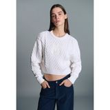 M Logo Crop Ekru Kazak Loose Fit/Bol Rahat Kesim 1710796-80194