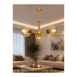 M Mediyamu Aydınlatma Liva 3'li Gold Bal Camlı Küre Avize Modern Salon Mutfak ve Yatak Odası Çocuk Odası Tavan Avizesi