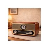m memita Everton RT-566 Nostaljik Radyo Saat | FM/AM/SW Retro Masa Radyosu, Vintage Ahşap Tasarım