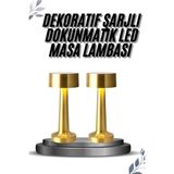 M Merc Giyim Kablosuz Renkli Masa ve Gece Lambası Altın Rengi Dokunmatik LED Lamba - Çok Renkli