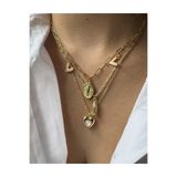 M Miel Kadın Gold Kalpli Charm 3lü Set Kolye