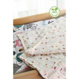 m montefair Organik Çok Amaçlı 80*80 Cm Müslin Çocuk Ve Bebek Örtüsü, Ekru Renkli Üçgen Desenli Battaniye