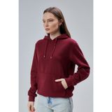M MOONCOVER Mooncover Kadın Kapşonlu Kanguru Cepli Sweatshirt – Bordo