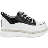 M.P. Guja 24K308-1 Taş Sargılı Kalın Taban Kadın Sneaker Ayakkabı - Siyah