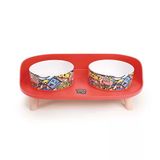 M-Pets Altitude Urban Style Standlı İkili Kedi Ve Köpek Mama Ve Su Kabı Kırmızı 450 Ml