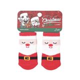 M-Pets Christmas Clothes Santa Socks 4'lü Kaymaz Tabanlı Kedi ve Köpek Çorabı