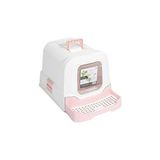 M-PETS ECO RATTAN KAPALI KEDİ TUVALETİ WHİTE/PİNK