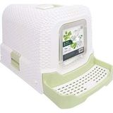 M-Pets Eco Yeşil 69x42x41 cm Rattan Kapalı Kedi Tuvaleti