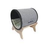 M-Pets Tunnel Elevated 39x40x47 cm Gri Ahşap Ayaklı Kedi Yatağı