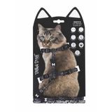 M-Pets Urban Style Freestyle Kedi Göğüs Tasması Seti 120cm (Siyah-Beyaz)