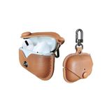 M.TK moveteck 3.nesil Uyumlu Kulaklık Kılıfı Anahtarlıklı Tokalı Pantolon Yaka Askılı Deri Leather, Taba, Tek Ebat, ÇantaDeri-airpods3.nesil-taba